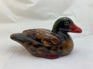 Vintage Ceramic Duck Figurine Hand Painted Miniature Decoy 5.5" Retro